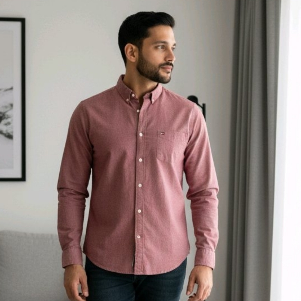 Tommy Hilfiger Long Sleeve Red Button Down Shirt Classic Fit Sz XL(ID50)